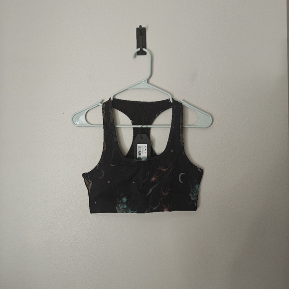 Disturbia Rosanella Floral Fairy Print Racerback Athleisure Sports Bra - Picture 3 of 9